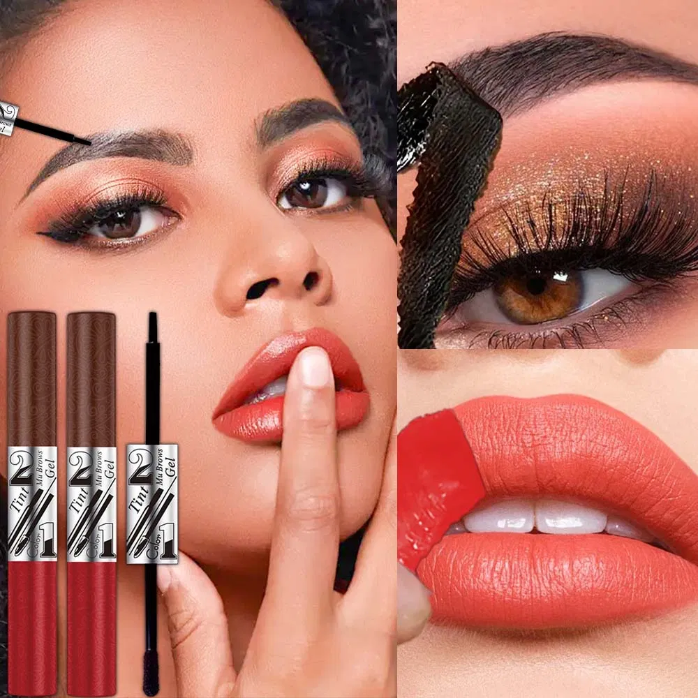 20g Double Ended Tear off Eyebrow Cream+Tear off Lip Gloss Makeup Set