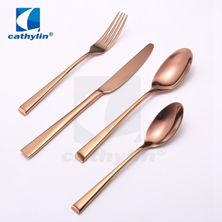 Restaurant Decoration Steak Knife Long Handle Rose Gold Dinnerware