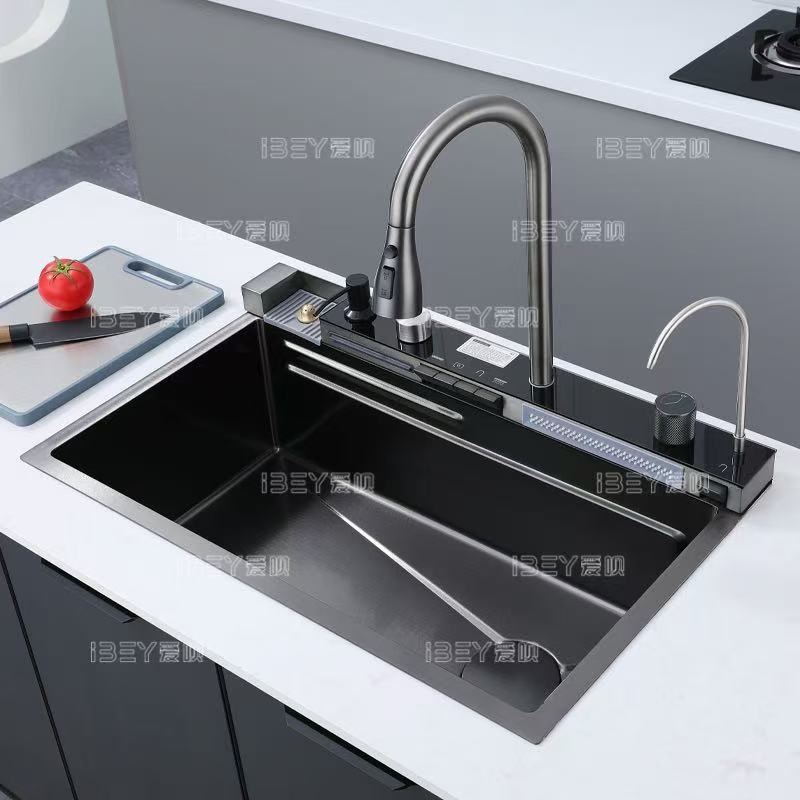 Ibey-7546 Stainless Steel Sink with Dual Water Outlet & Colander