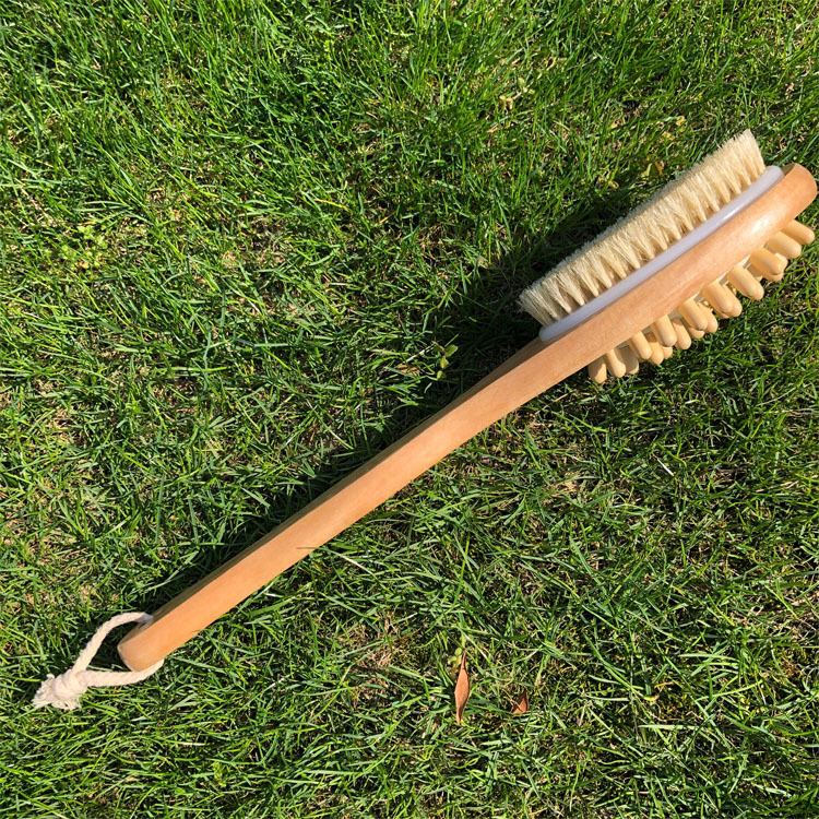 Dry Brushing Body Two Sides Brush Long Handle Double Side Wooden Shower Massage Dry Body Bath Brush
