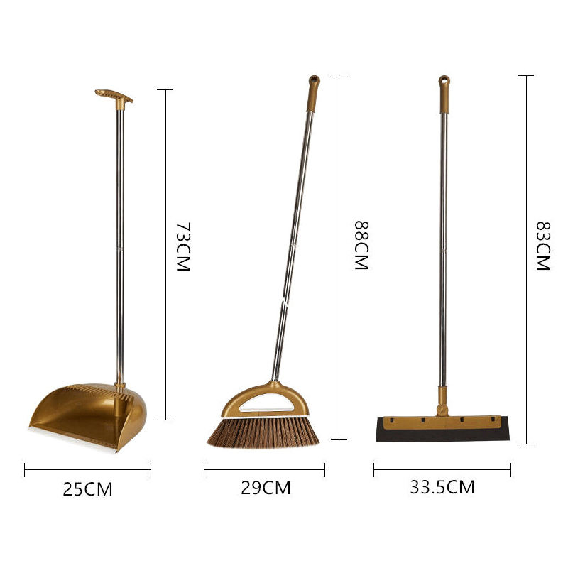 Dustpan & Broom Set with Long Handle for Floor Cleaning