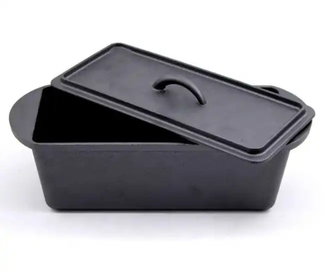 Pre Seasoned Rectangular Loaf Tin Bread Pot Bread Baking Mold Cast Iron Baking Tray with Lid