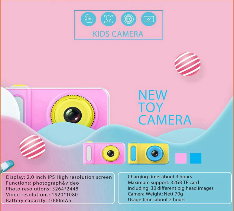 Popuplar Hot Selling Cute Cartoon Digital Kid Camera