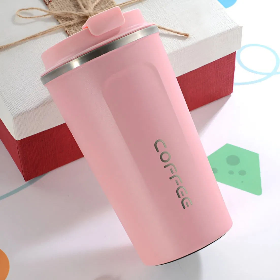 Portable Vacuum Insulated Thermal Stainless Steel Travel Coffee Mug with Lid