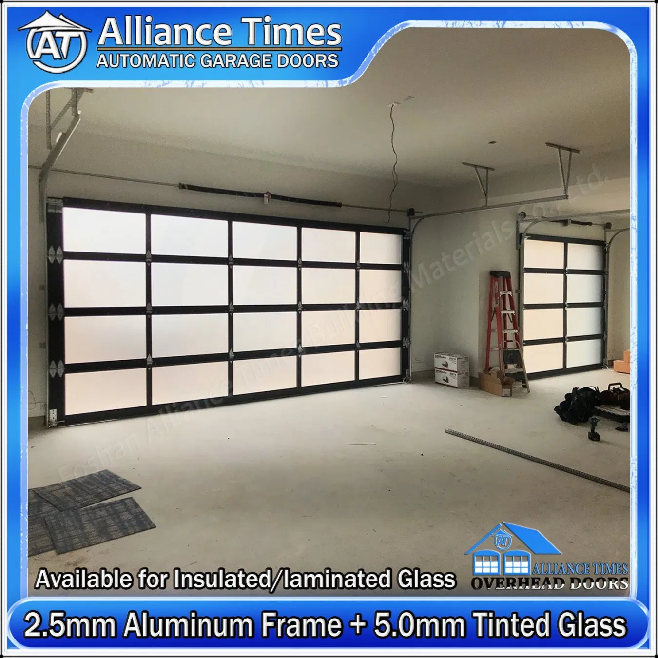Stylish Aluminum Double Pane Insulated Glass Garage Doors with Emergency Rope