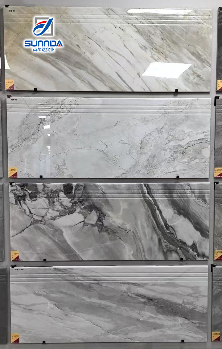 Floor Interior Decorative Stair Tiles High Quality Ceramic Risers Glossy Easy Clearing Staircase Step Porcelain Tile Tile