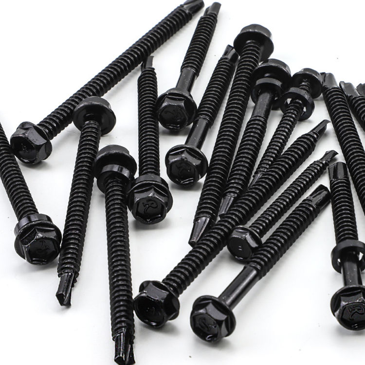 M4.2 M4.8 Black Zinc Coated 410 Stainless Steel Self Tapping Sheet Metal Tex Hex Washer Head Self Drilling Screws