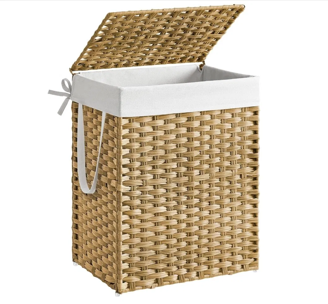 Manufacturer's Woven Storage Basket with Fabric Inside and Outside Banana Leaf Woven Storage Box Seaweed Water Hyacinth Woven Storage