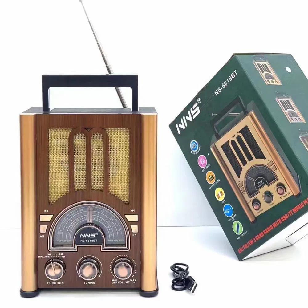 Ретро радио NS-6618BT с Bluetooth, деревянный корпус