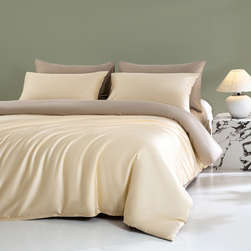 Bed Sheet Set Simple Ins Solid Color Pure Cotton for Home