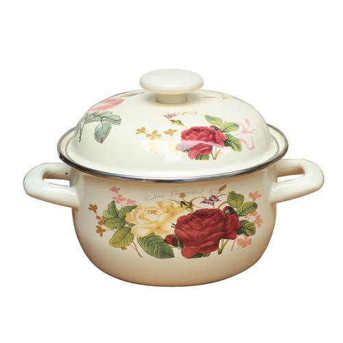 Flower Coating with Glass Cover Enamel Manufacturer Casserole Wholesale Custom