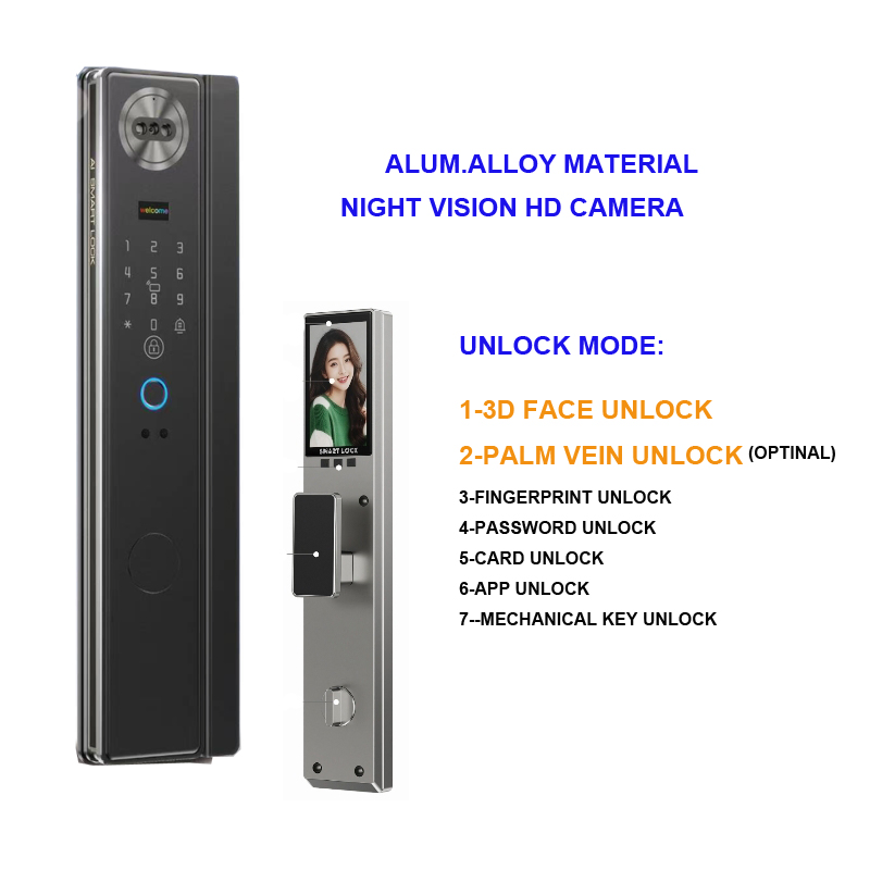 High-Definition Camera 3D Face Unlock Palm Vein Smart Lock