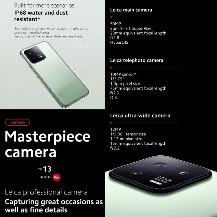 Original 5g Mobile Phone Second-Hand Phone 6.36" 2400X1080 OLED 120Hz Qualcomm SD 8 Gen 2 4nm Octa Core 4500mAh 67W Fast Charging NFC for 13
