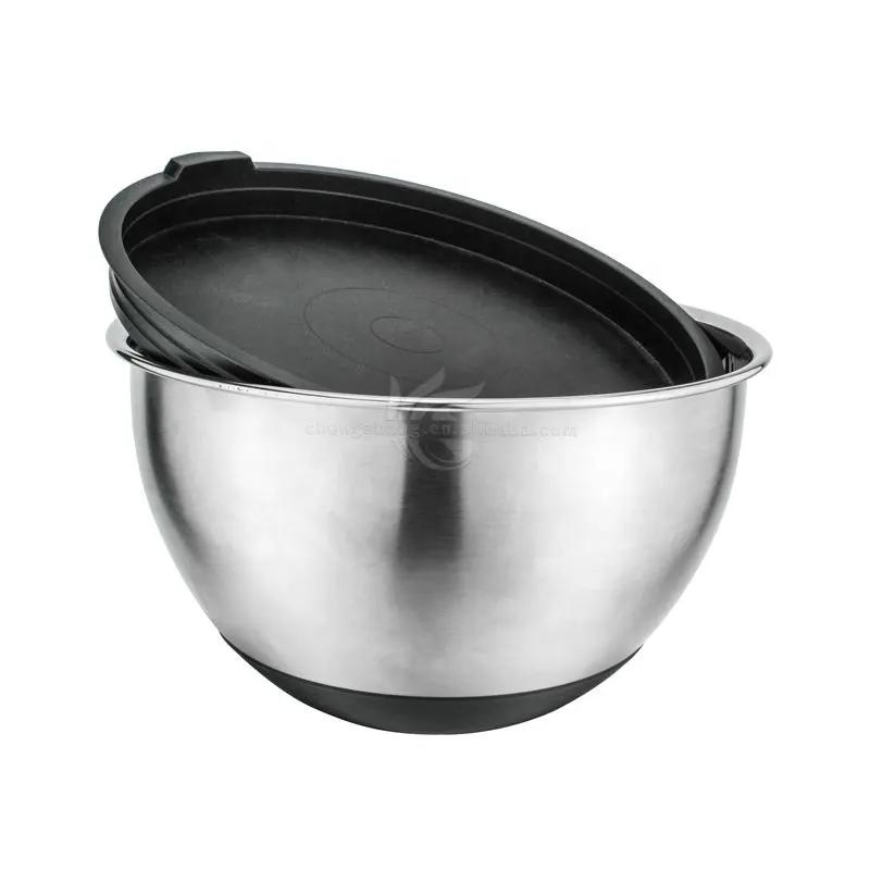 Hot Sale Durable 5PCS Stainless Steel Mixing Bowl Sets Salad Bowl Set with Plastic Lid