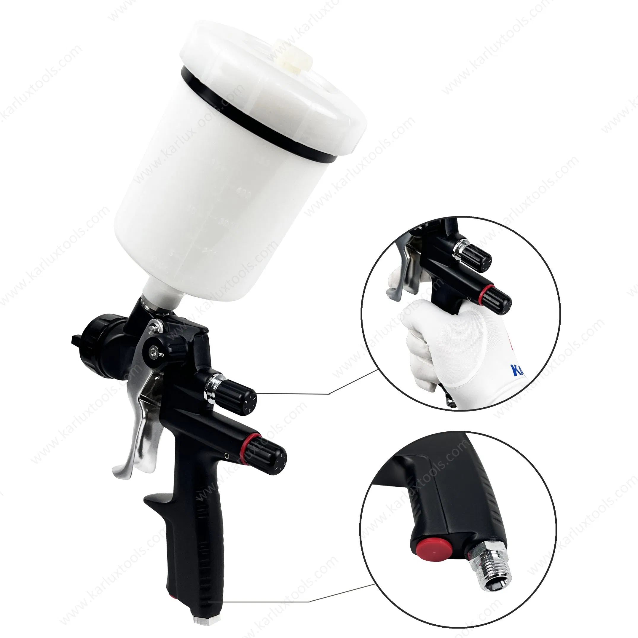 Пневматический краскопульт HVLP 600 мл, алюминиевый корпус