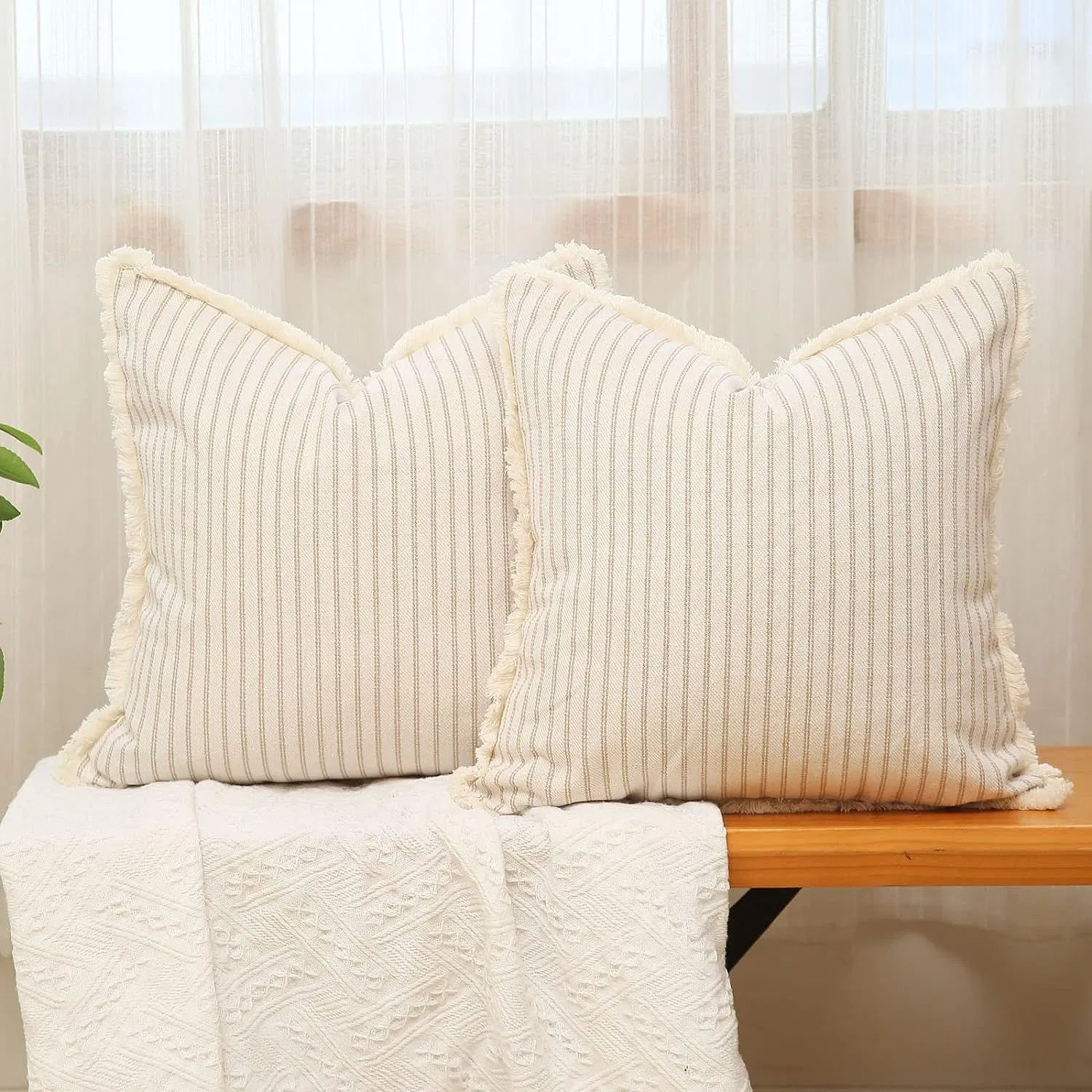 Striped Color Woven Tufted Cushion Cover Living Room Sofa Cushion