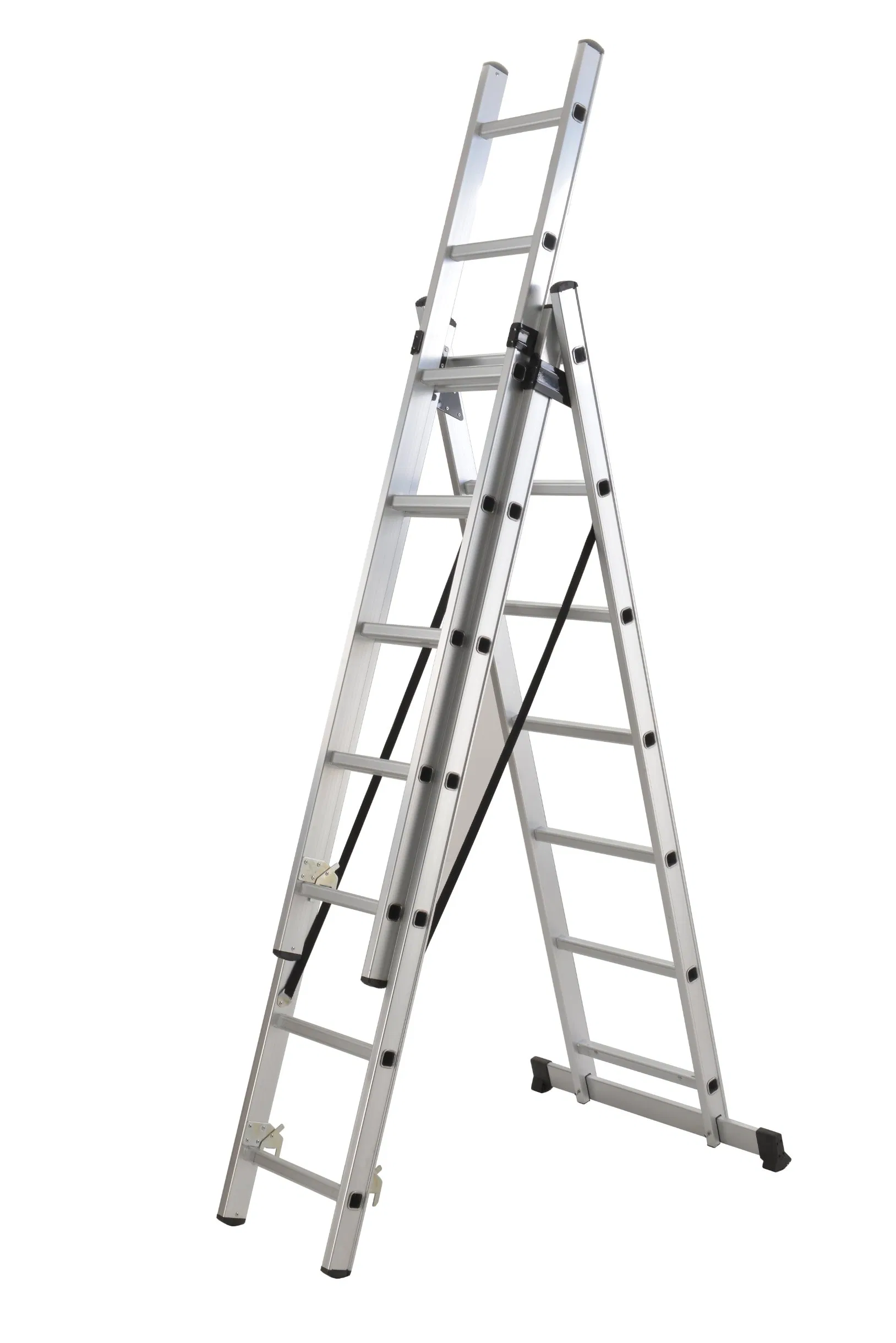 Top Supplier Adjustable Telescopic Folding Ladder with Rubber Feet Aluminum Folding Ladder