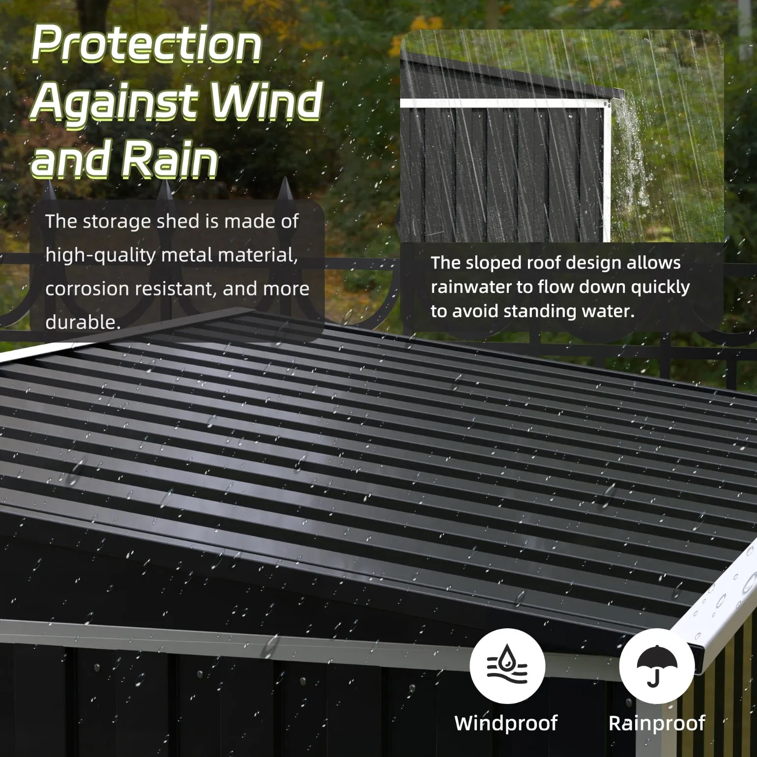 Outdoor Utility Steel Garage Garden Storage Tool Shed