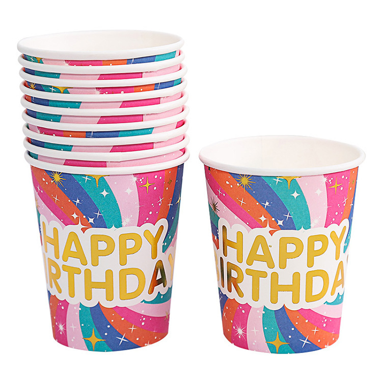 High Quality Birthday Embossing Ice Cream Double Wall Paper Cup for Coffee