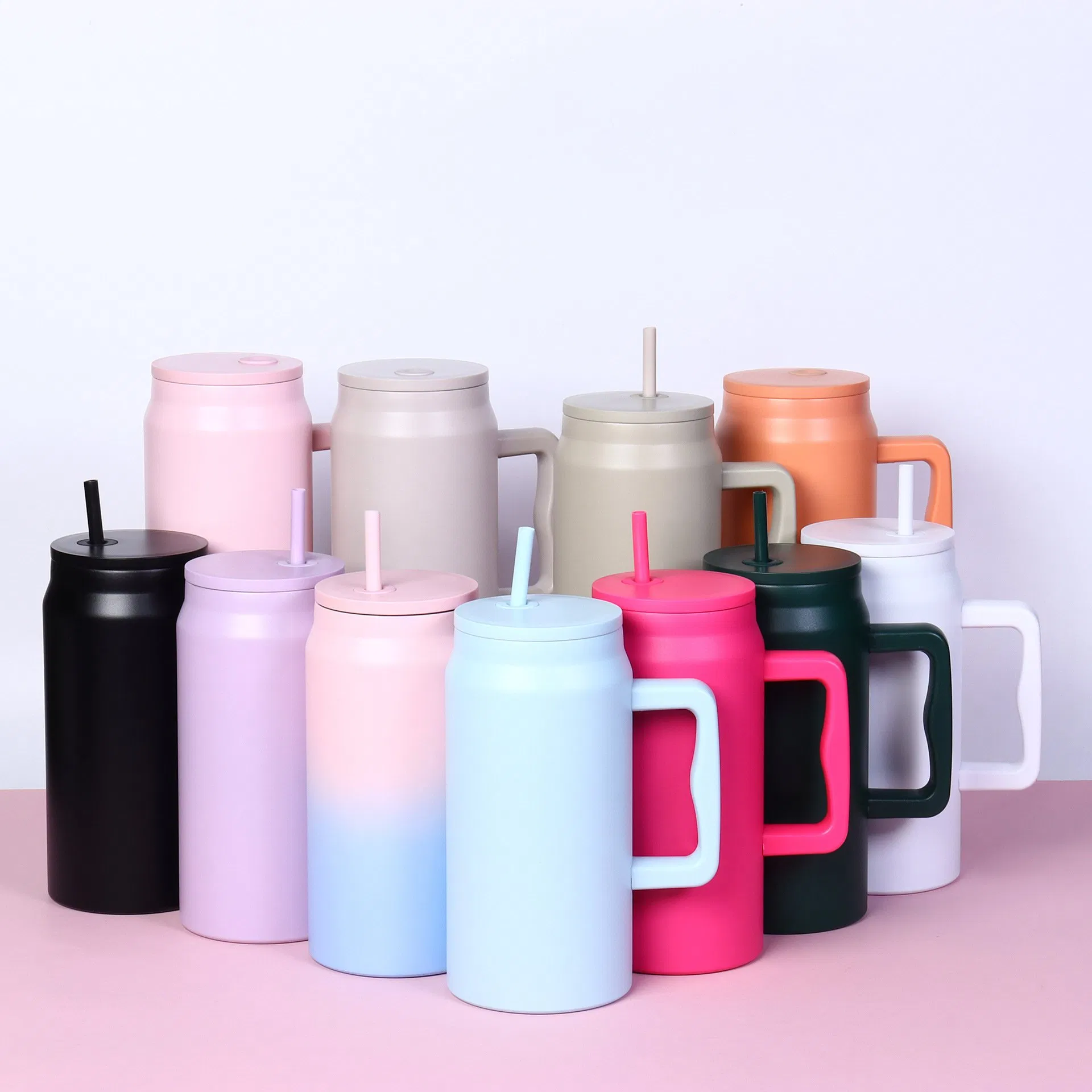 New Arrival Whosale 50oz Stainless Steel Tumbler Water Bottle Car Cup Mugs Thermo with Handle and Straw Vacuum Insulated Customized Accept