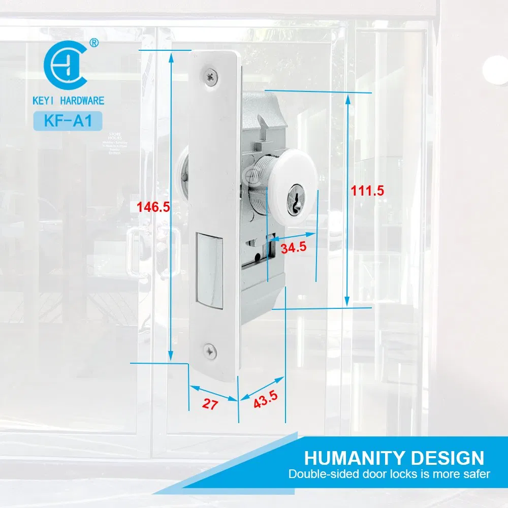 Aluminum Alloy Door Accessories Straight Tongue Double-Open Kfc Door Lock