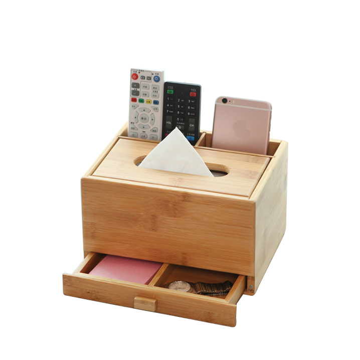 Eco-Friendly Multifunction Desktop Organizer Box Tissue Box with Drawers Pen Pencil Holder Phone Holder