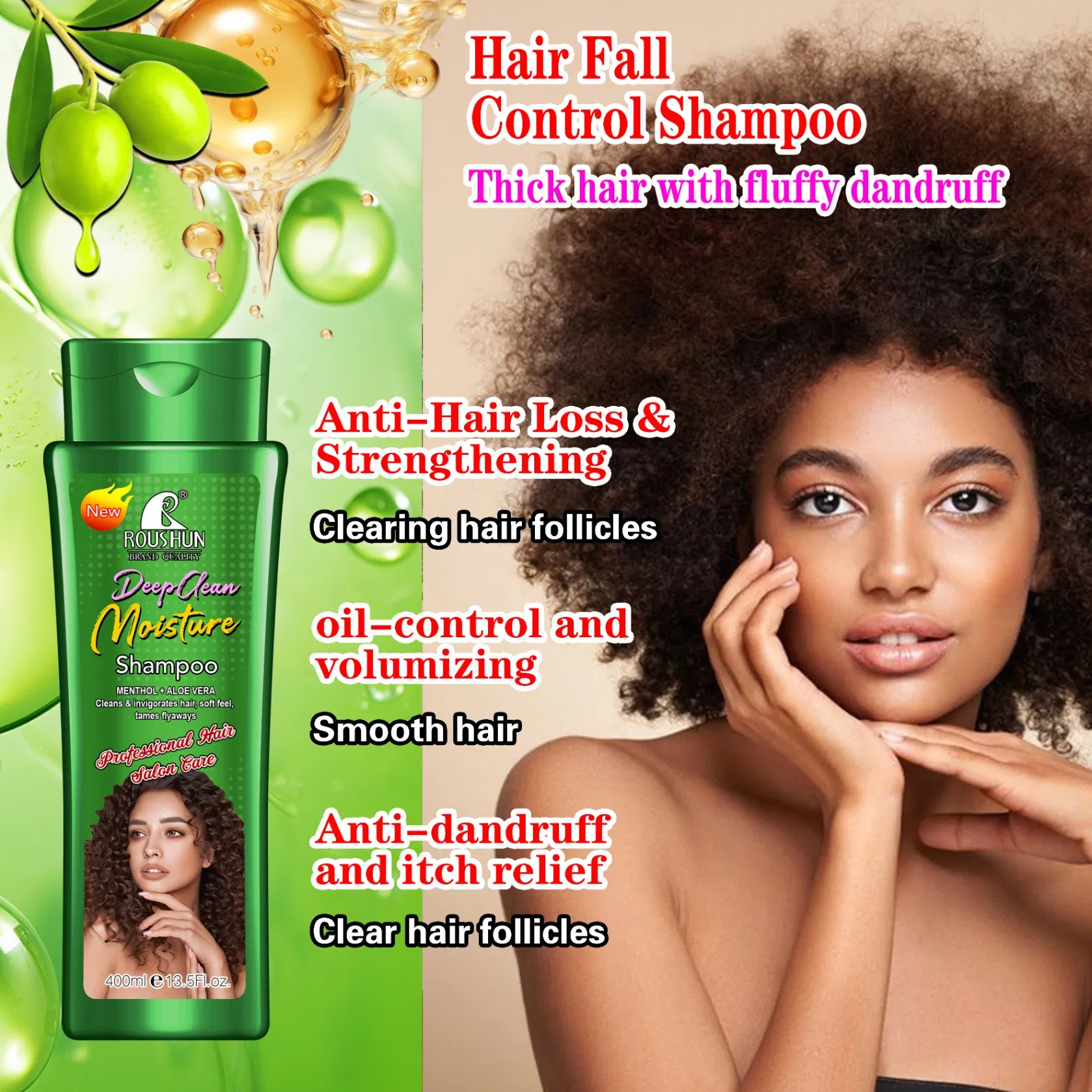 Roushun Deep Clean Moisture & Hair Fall Control 2-in-1 Shampoo & Conditioner Set