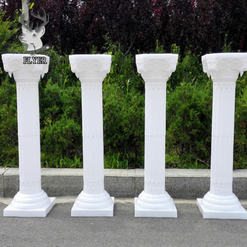 Outdoor Wedding Decoration White Fiberglass Hand Carved Resin Columns Pillars for Sale