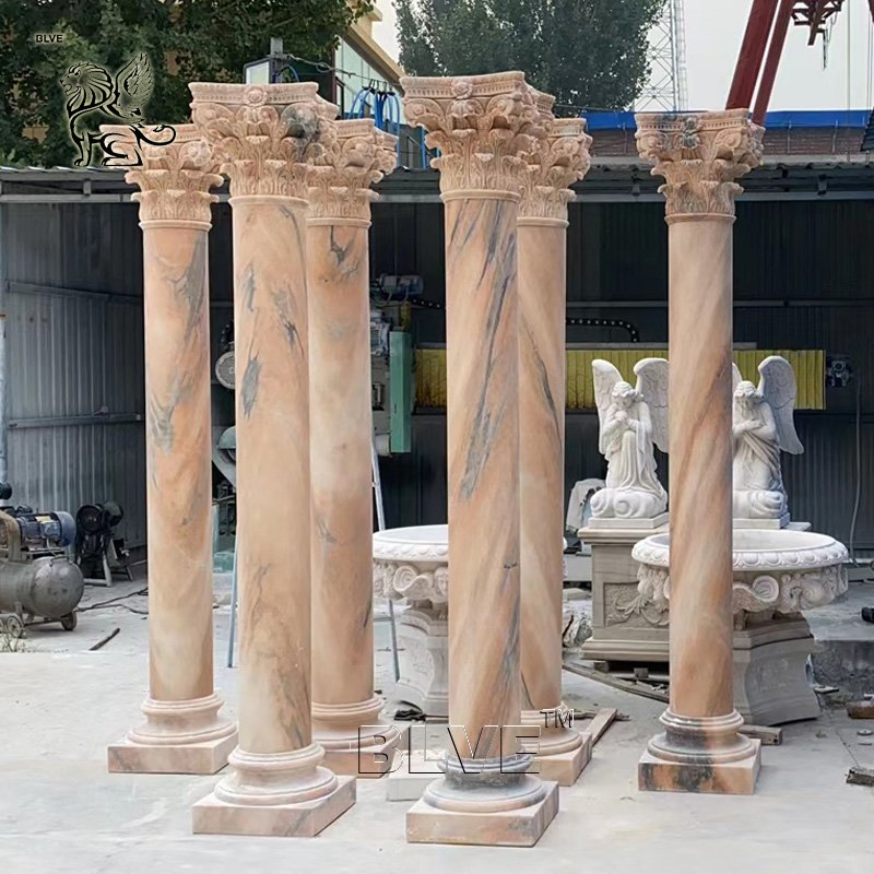 Outdoor House White Stone Building Pillars Design Decorative Roman Marble Corinthian Column Factory