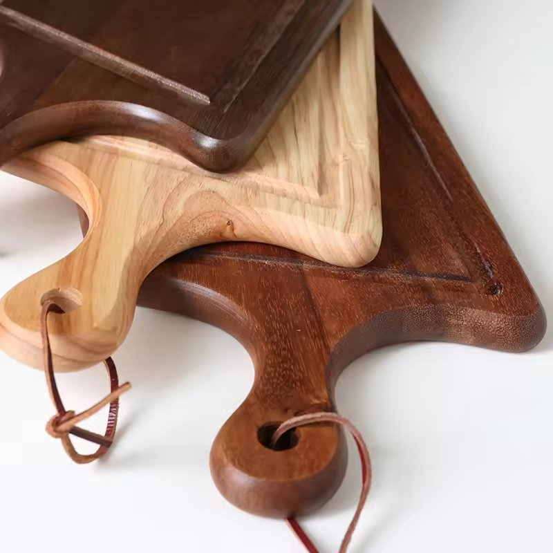 Wooden Cutlery Custom Home Wooden Cutting Board with Handle for Kitchen Chopping for Meat