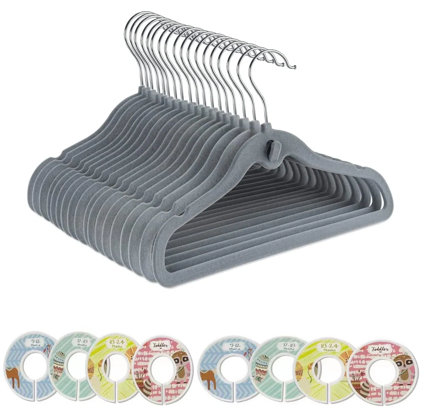 20 вешалок для детской одежды с антискользящими зажимами
