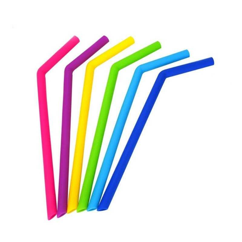 Multicolor Food Grade Silicone Drinking Curved Straw