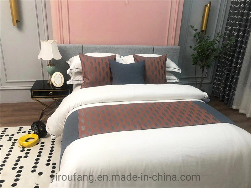 Hotel Double Room New Style Yarn-Dyed Dark Orange Jacquard Decoration Bed Flags