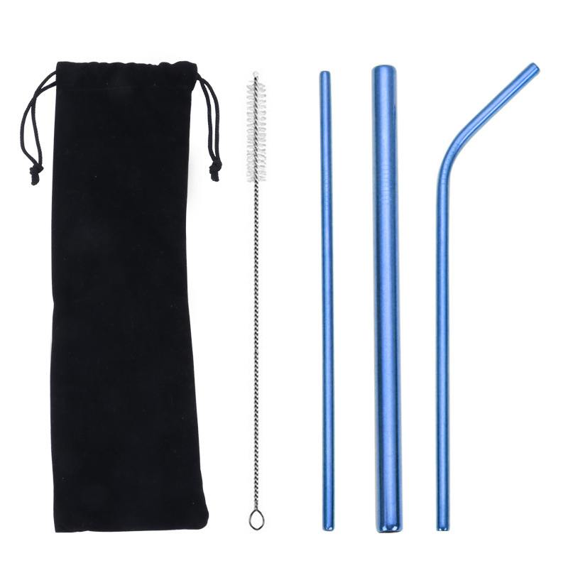 Supplier Portable Colorful Reusable Foldable Drinking Straws Metal Stainless Steel with Cleaning Brush for Sale