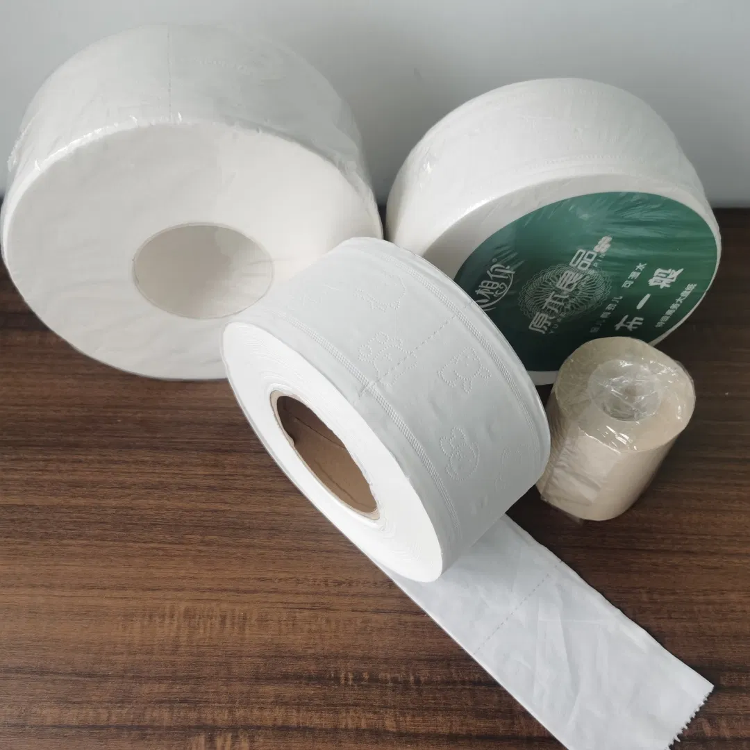 Premier 2 Ply Virgin Wood Bamboo Unscented Embossing Jumbo Roll Toilet Bath Tissue Paper with Core