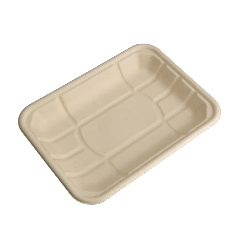 Eco Disposable Take Away Plate Sugarcane Bagasse Tray Plates Container