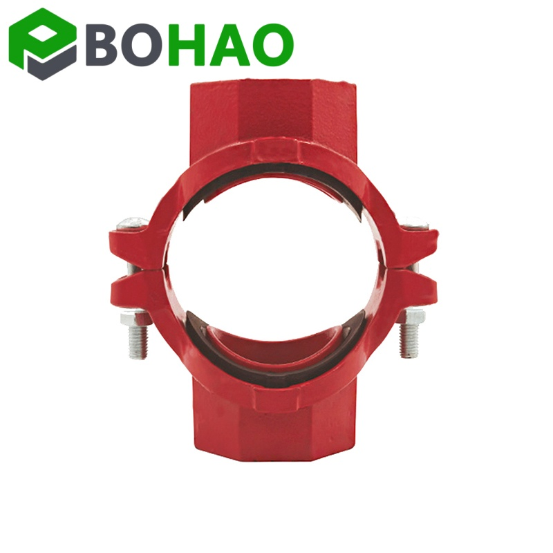 Ductile Iron Threaded 4'' Grooved Cross for Fire Protection, Customized, Quick Delivery