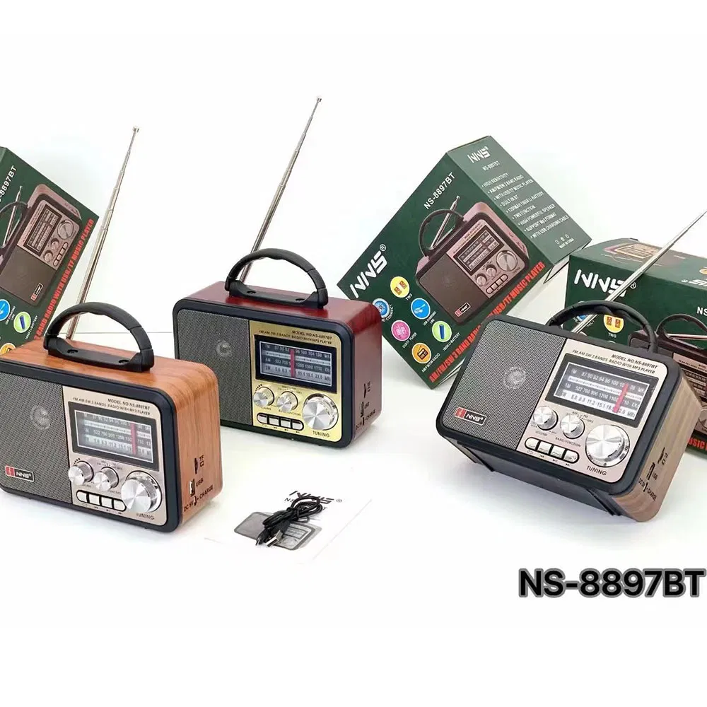Ретро радио NS-8897BT с Bluetooth, деревянный корпус