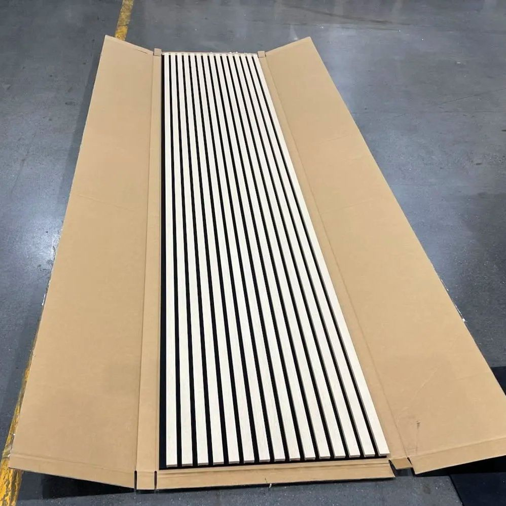 MDF Wood Slat Acoustic Panels with Carved Patterns for Wall Decoration