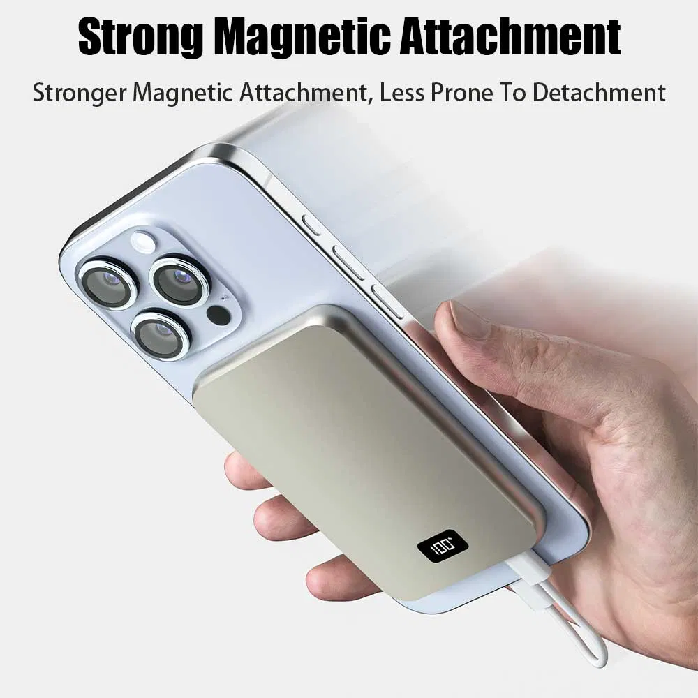 Super Thin Magsafe 15W Fast Charging 5000mAh Wireless Powerbank Mobile Phone Portable LED for Android iPhone