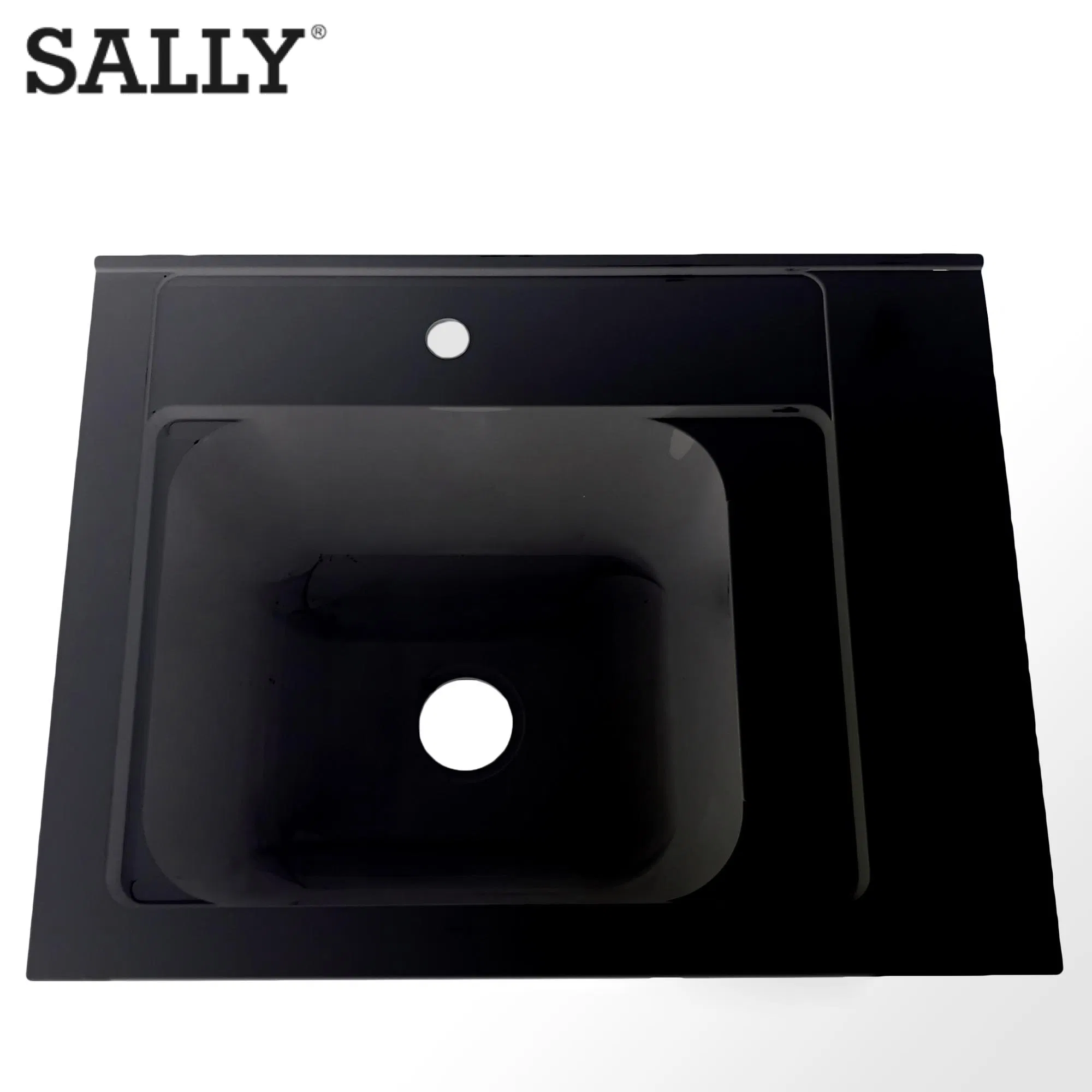 Sleek Modern Black Double Bowl Vanity Sink for Laundry