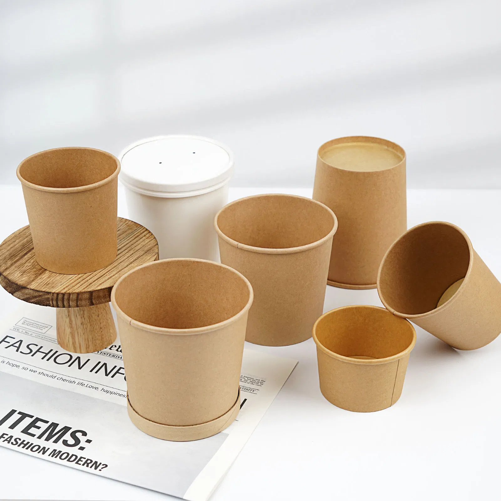Paper Soup Cup with Lid for Hot Soup Noodles Stew Takeaway Bowl