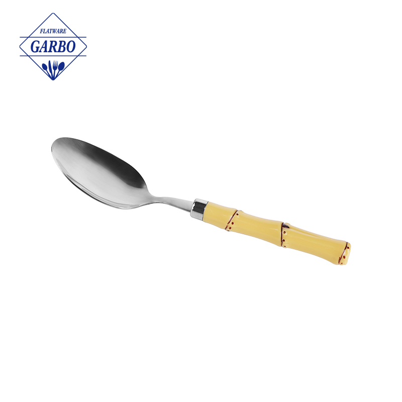 South America Bamboo Design Stainless Steel Dinner Fork Tea Food Grade Flatware Cutlery Set for Wedding Home Use