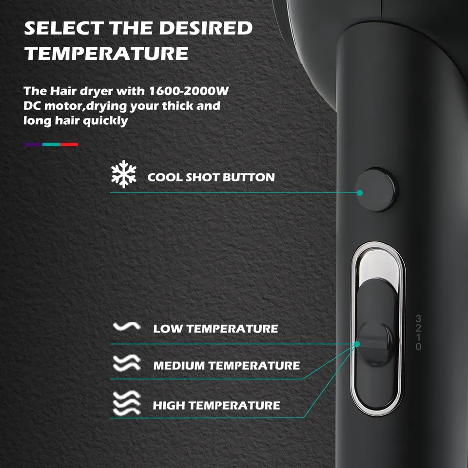 1600-2000W Powerful Foldable Electric Professional Travel Hair Dryer