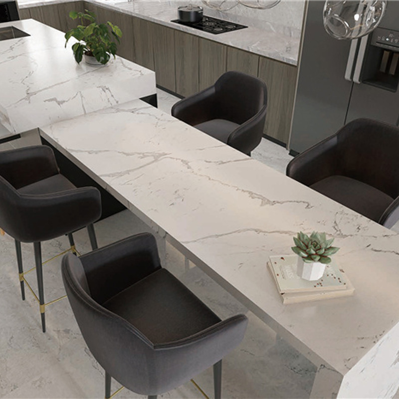 Quartz Stone Slab for Kitchen Cabinet Worktop Work Top Solid Surface White Artificial Marble Countertop