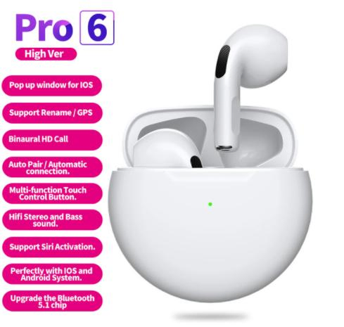 2024 Fashion Trends Popular PRO 6 Earphone Wireless Earbuds Tws PRO 6 Auriculares Pk PRO 4 PRO5