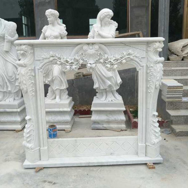 Professional Factory Home Indoor Hand Carved Produce Natural Stone Marble Fireplace