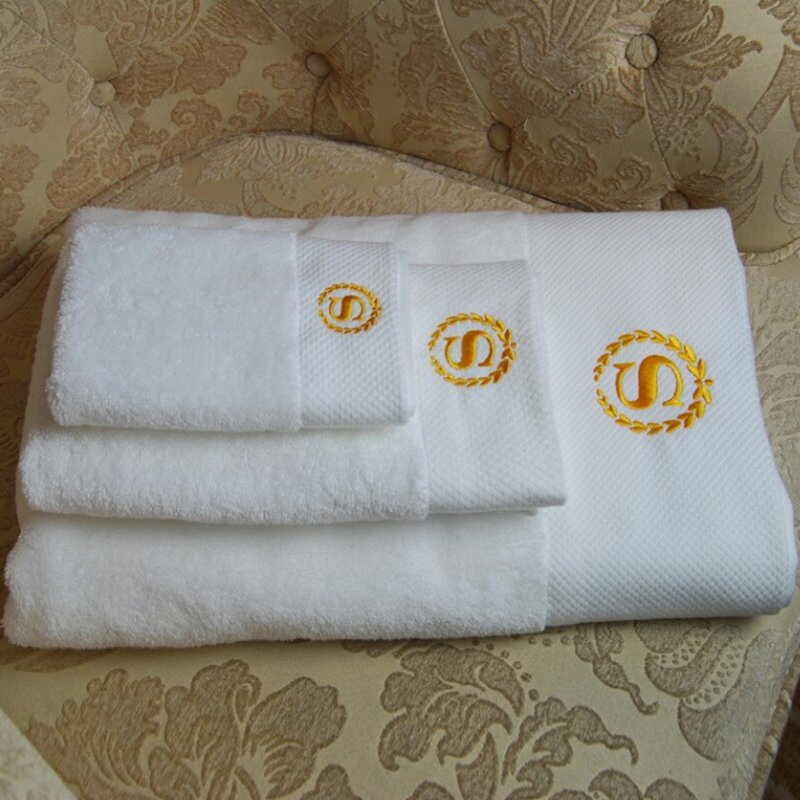 High Quality 5 Star Luxury 100% Cotton White Towel Hotel Sets with Customized Logo