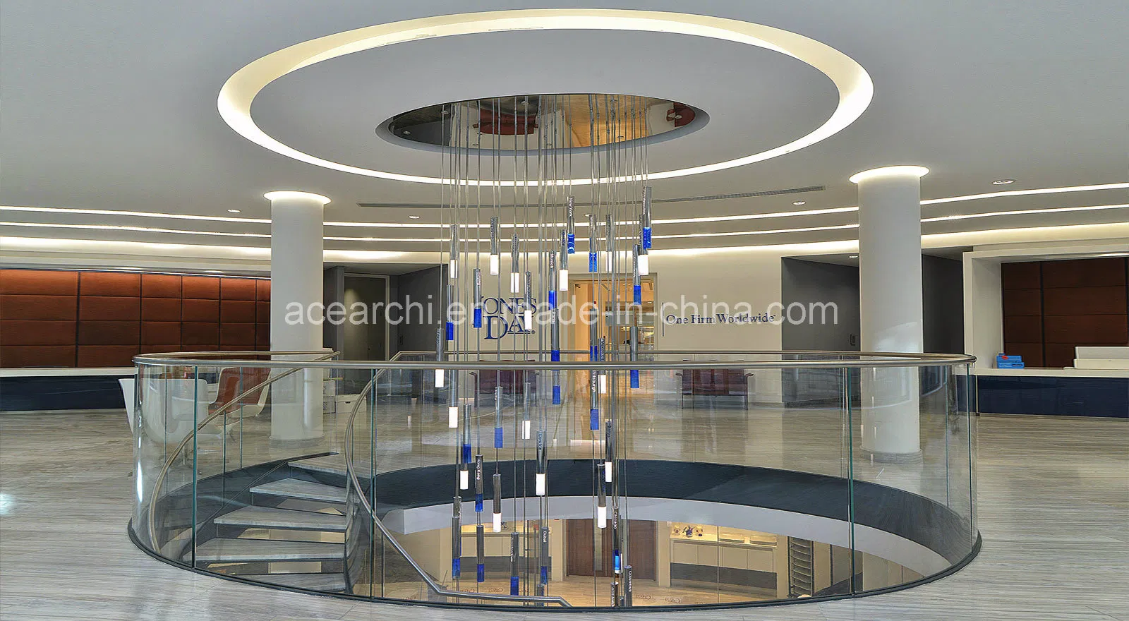 High Quality Indoor Metal Plate Solid Wood Curved Staircase with Glass Railings