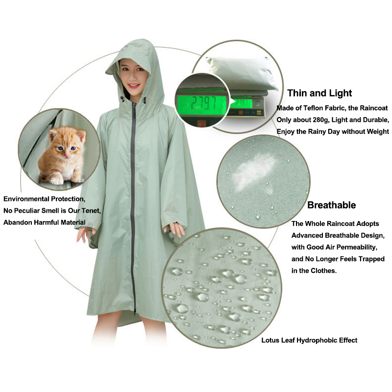 Custom Printed Waterproof Rain Coat Outdoor Adult Hooded Rain Poncho Long Rainwear Moto Motorcycle Raincoat Women